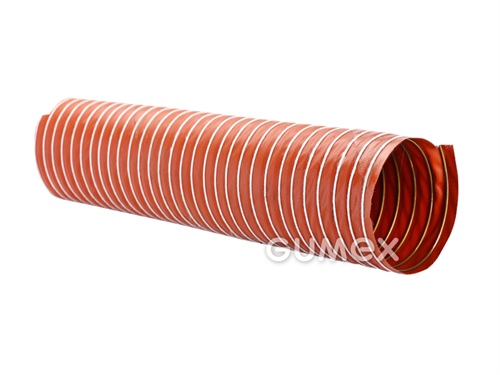 Vzduchotechnická hadice pro horké plyny SIL1, 19/21mm, 1,5bar/-0,53bar, tkanina impregnovaná silikonem/skelné vlákno, ocelová spirála, -80°C/+310°C, červená